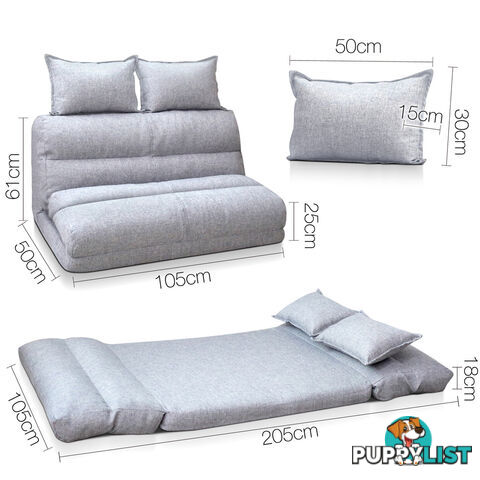 Double Size Adjustable Lounge Sofa - 5 positions Grey