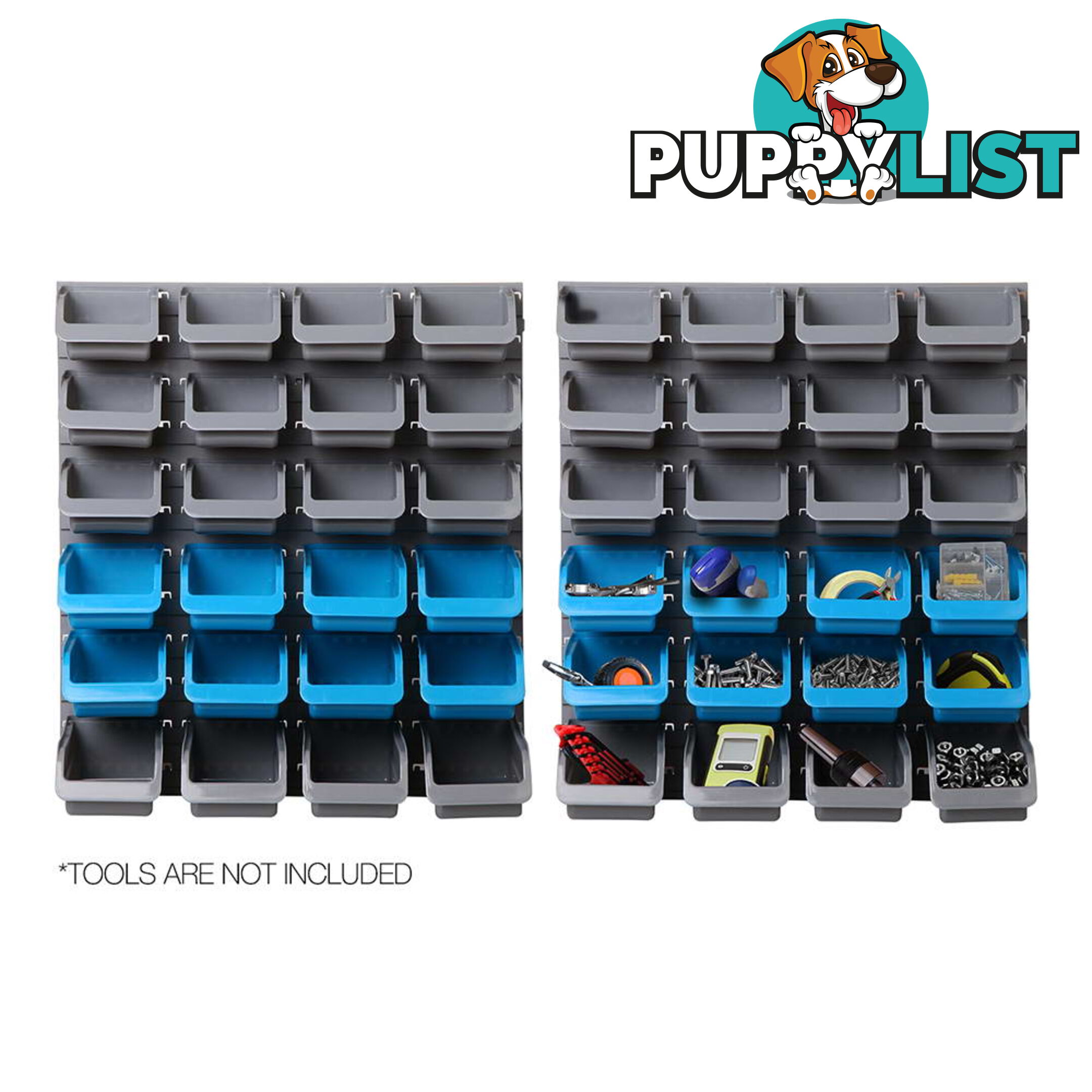 48 Piece Bin Wall Mounted Storage Rack