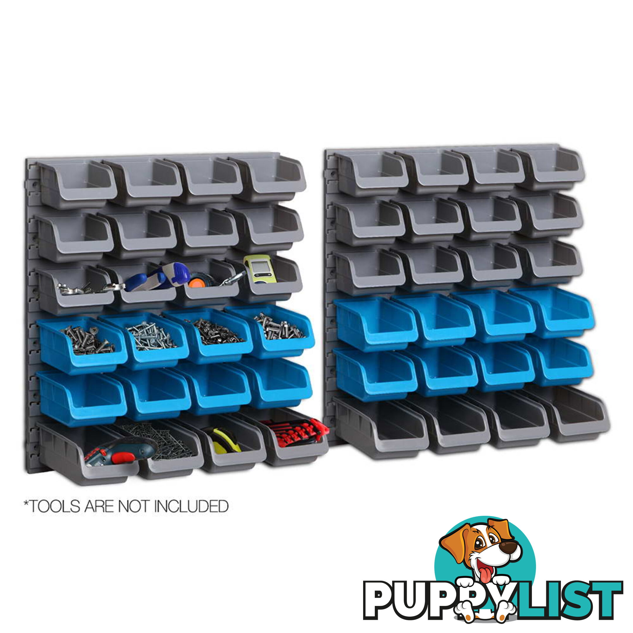 48 Piece Bin Wall Mounted Storage Rack