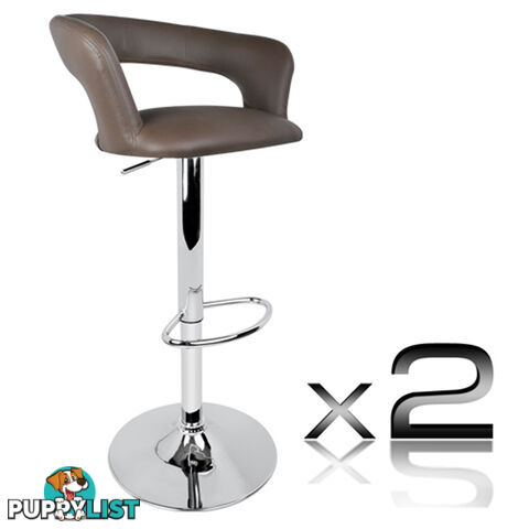 Set of 2 PU Leather Kitchen Bar Stool Charcoal