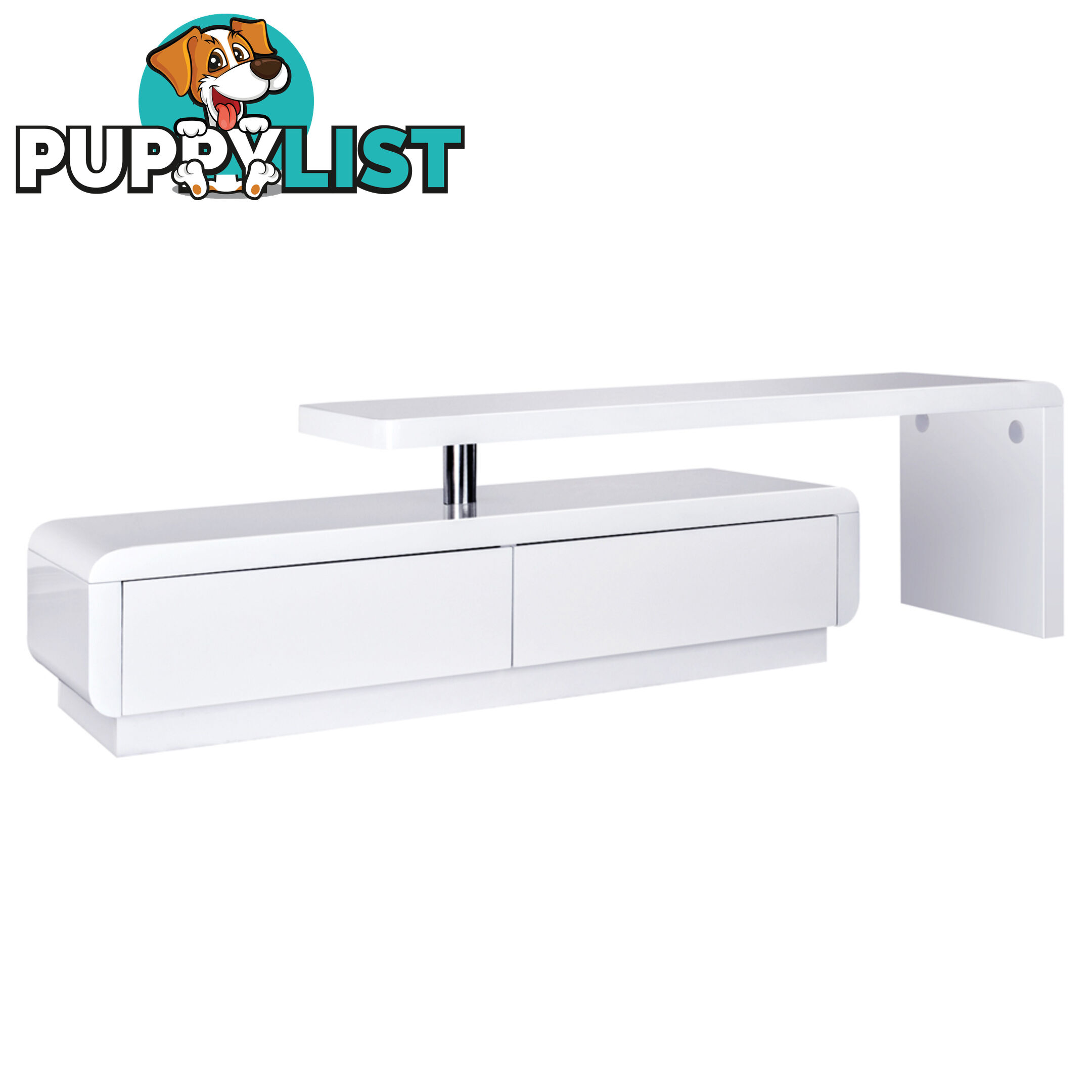 High Gloss Adjustable TV Stand Entertainment Unit Drawers White