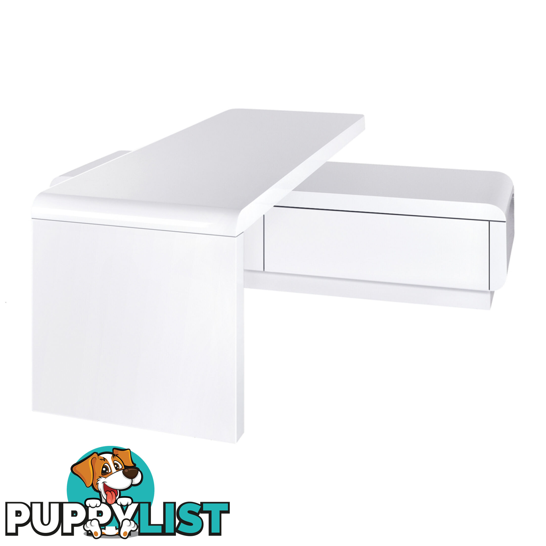 High Gloss Adjustable TV Stand Entertainment Unit Drawers White