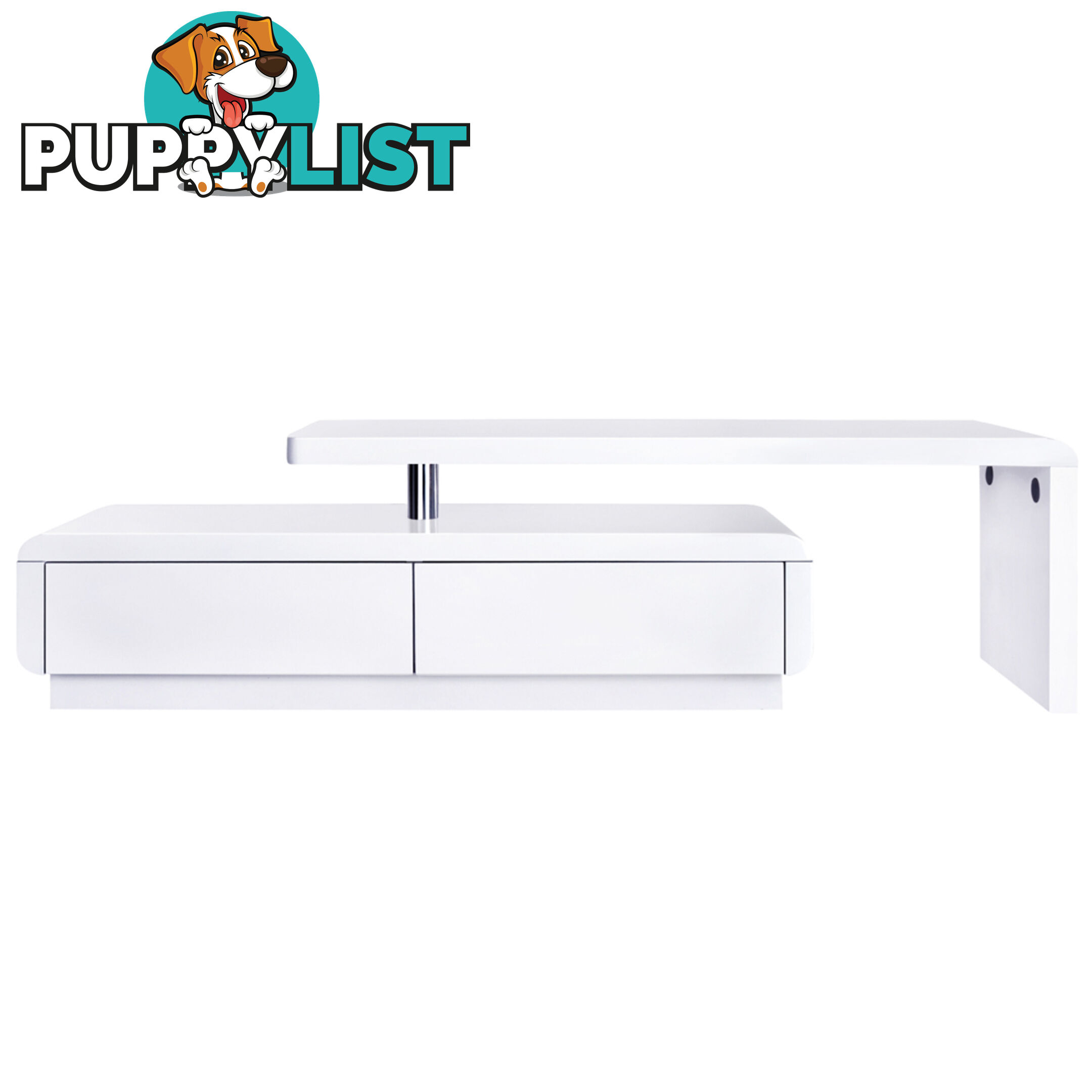 High Gloss Adjustable TV Stand Entertainment Unit Drawers White