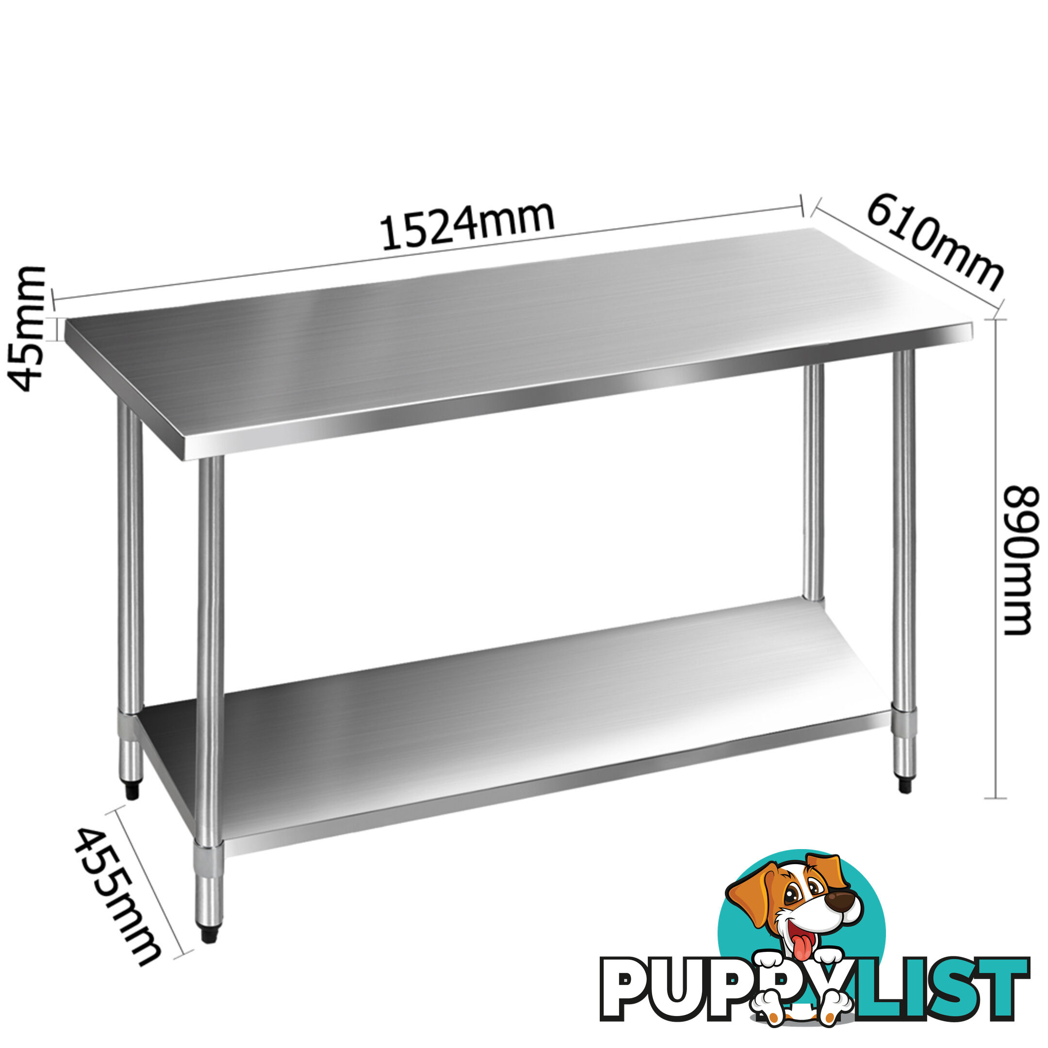 430 Stainless Steel Kitchen Work Bench Table 1524mm