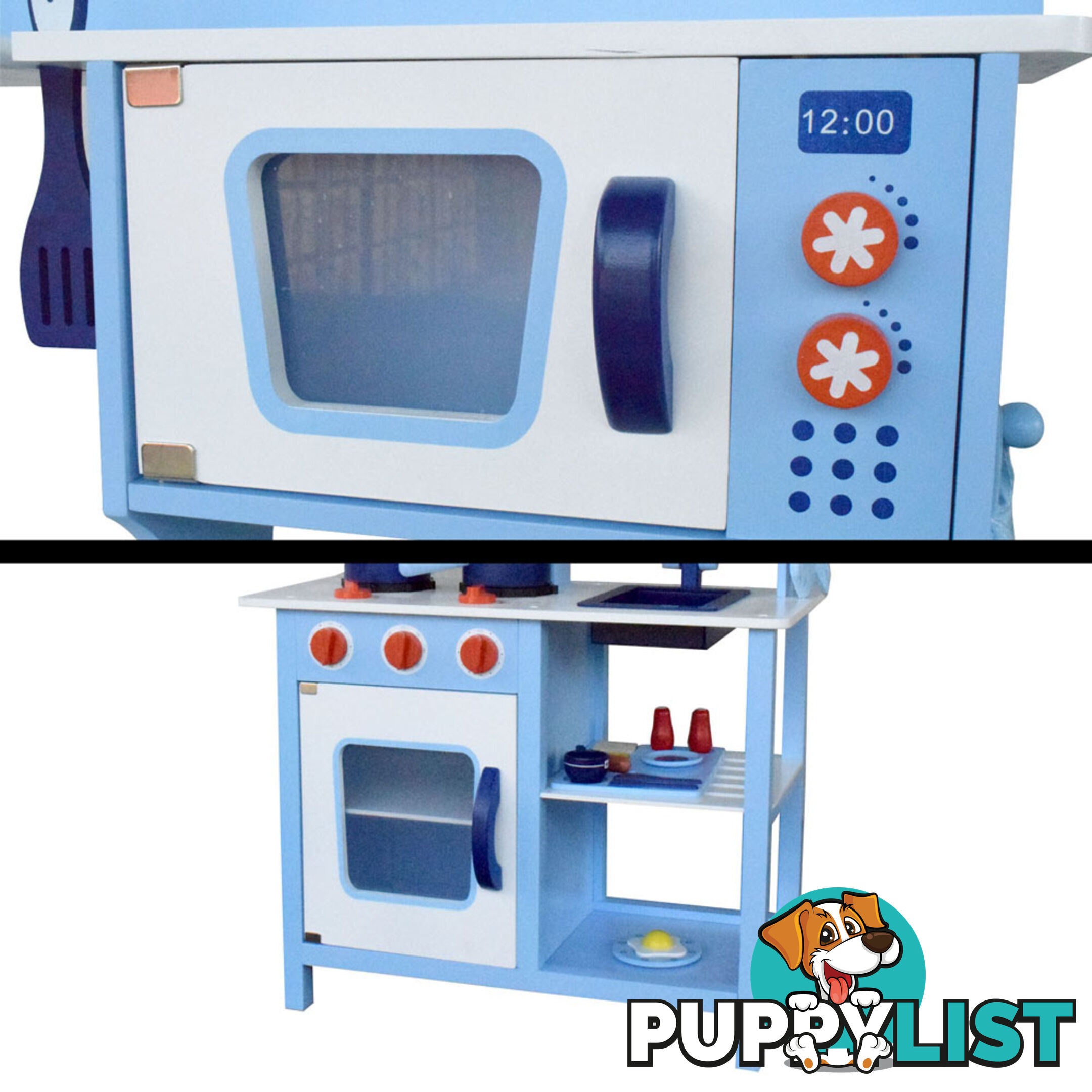 Children Wooden Kitchen Play Set Blue