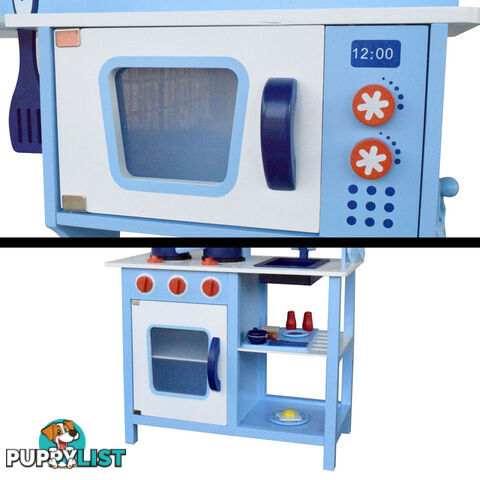 Children Wooden Kitchen Play Set Blue