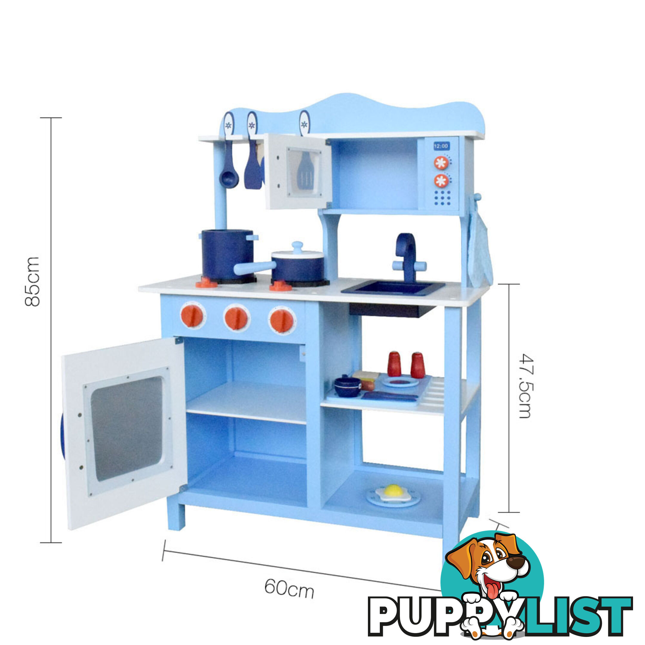 Children Wooden Kitchen Play Set Blue