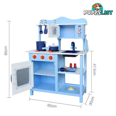 Children Wooden Kitchen Play Set Blue