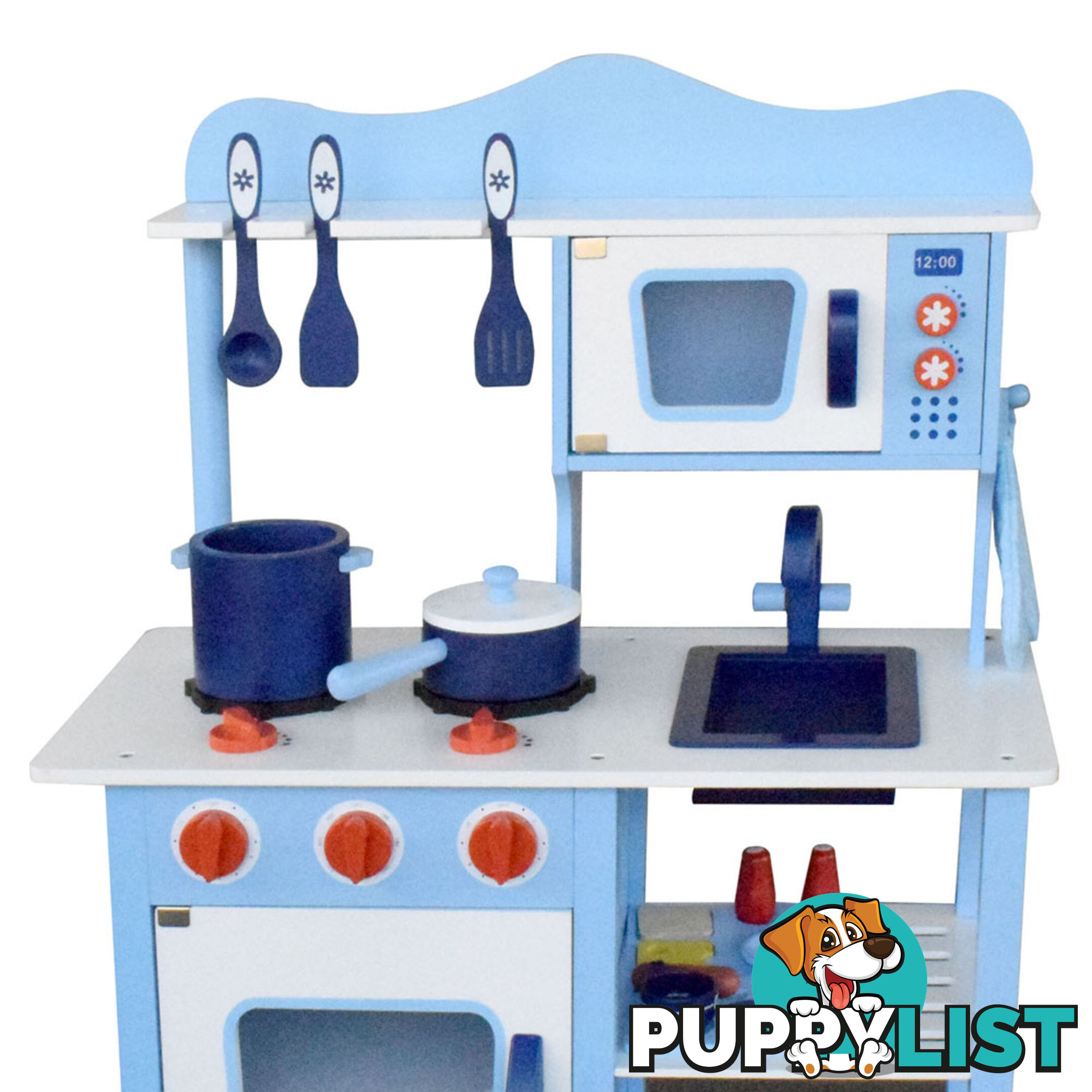 Children Wooden Kitchen Play Set Blue