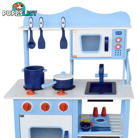 Children Wooden Kitchen Play Set Blue