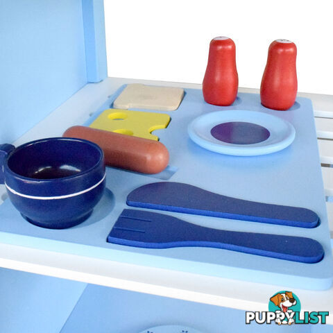 Children Wooden Kitchen Play Set Blue