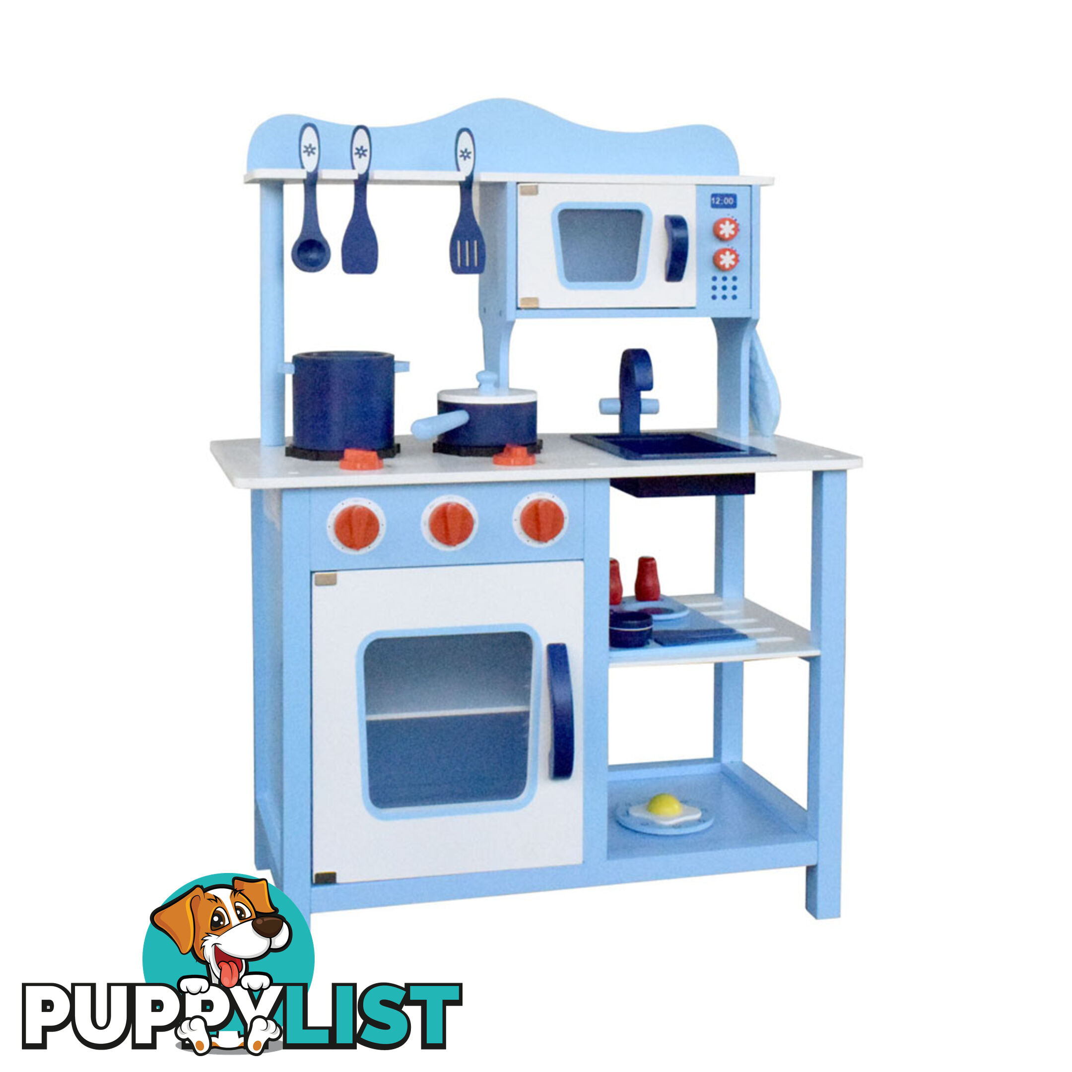 Children Wooden Kitchen Play Set Blue