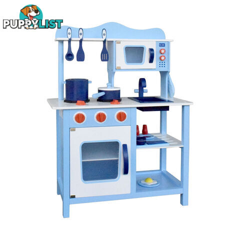 Children Wooden Kitchen Play Set Blue