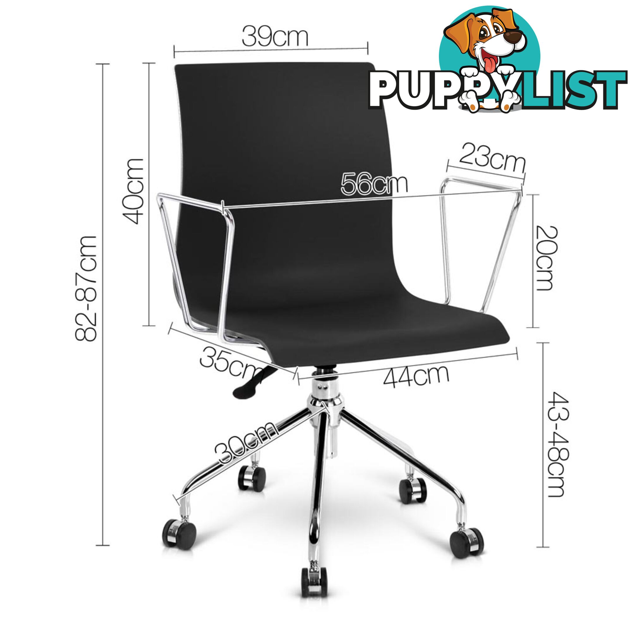 Modern Office Chair with Armrests Black