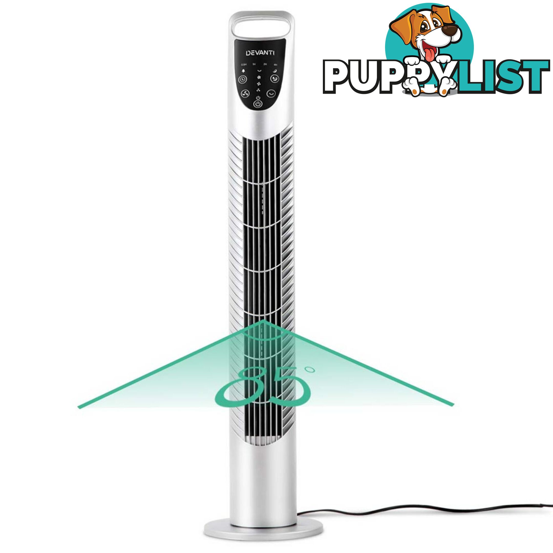 3 Speed Tower Fan  with Remote Control - Silver