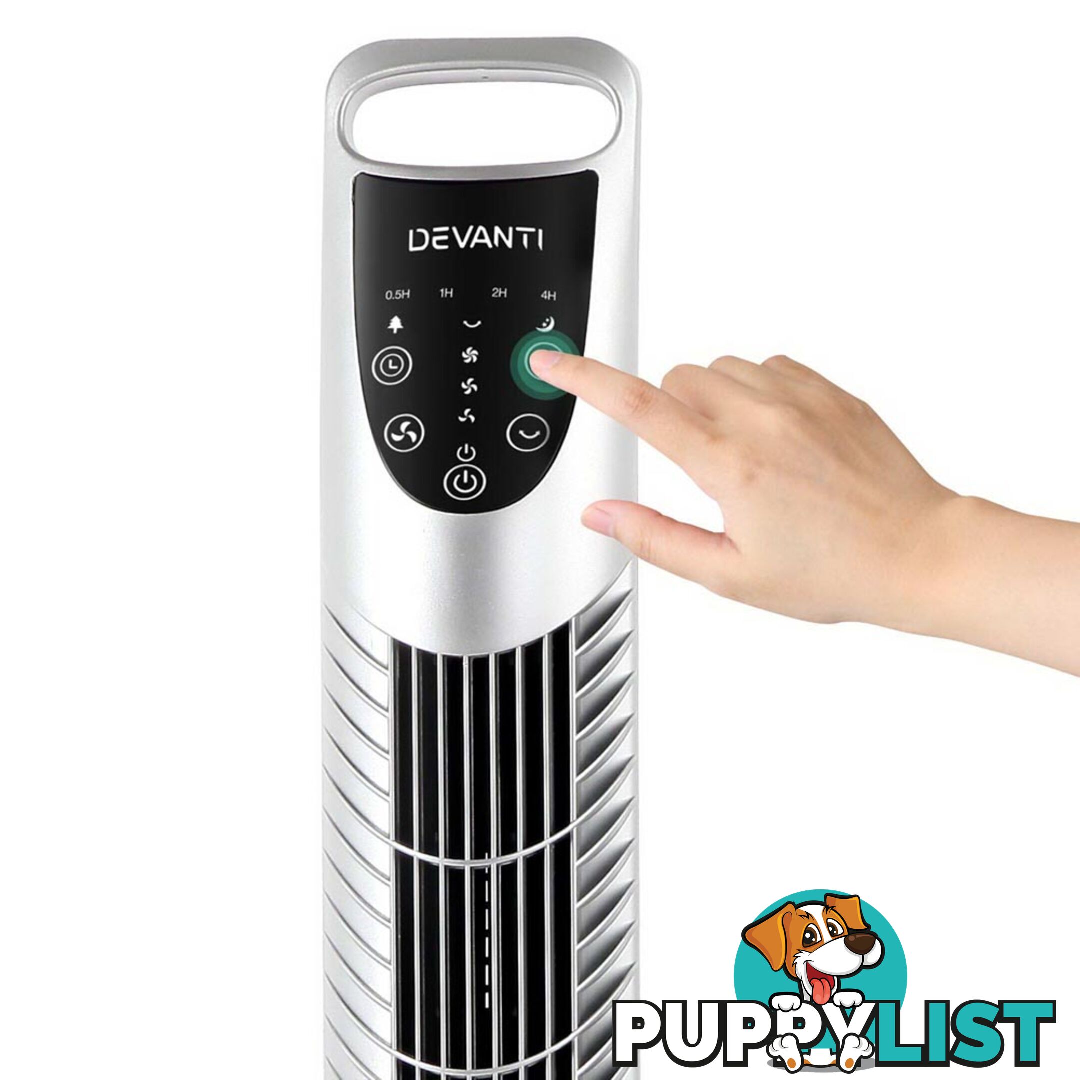 3 Speed Tower Fan  with Remote Control - Silver