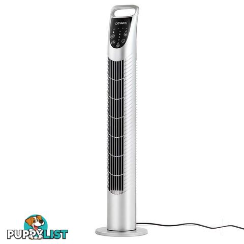 3 Speed Tower Fan  with Remote Control - Silver