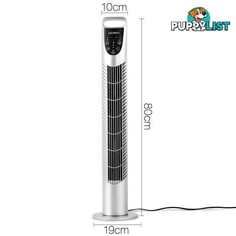 3 Speed Tower Fan  with Remote Control - Silver