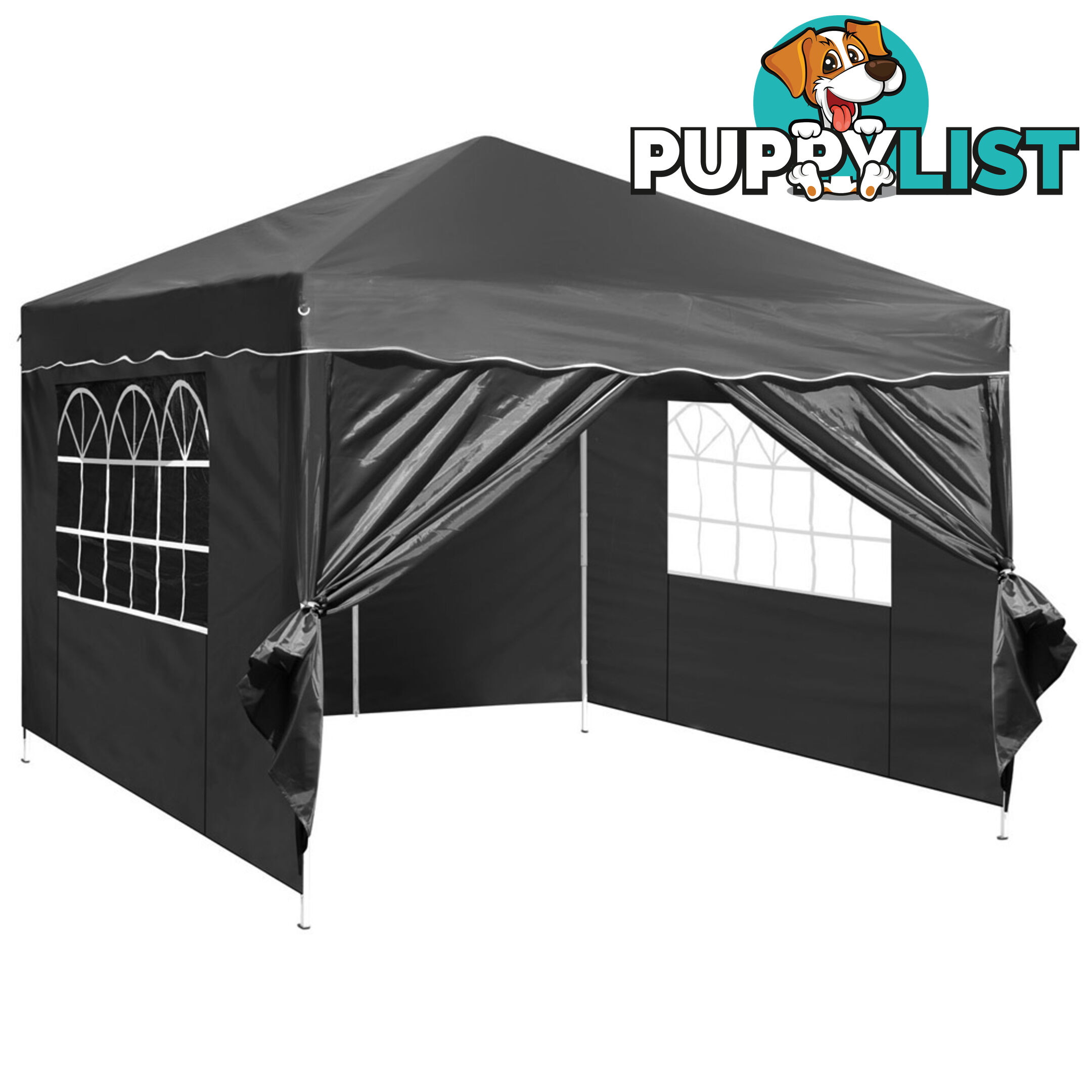 3m x 3m Folding Garden Outdoor Gazebo Marquee Black