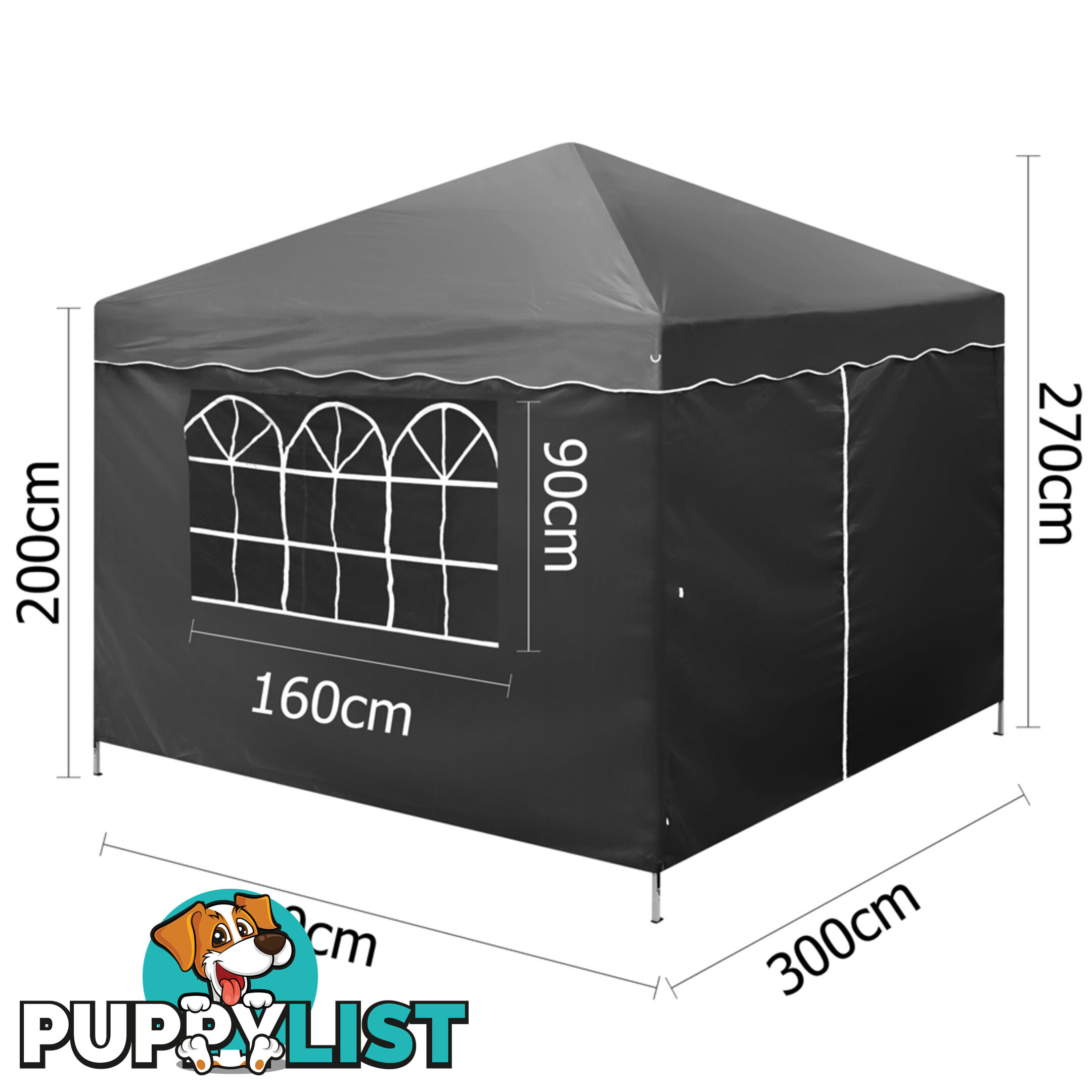 3m x 3m Folding Garden Outdoor Gazebo Marquee Black