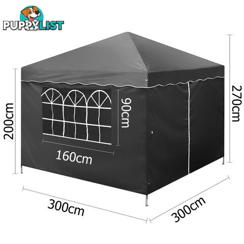 3m x 3m Folding Garden Outdoor Gazebo Marquee Black