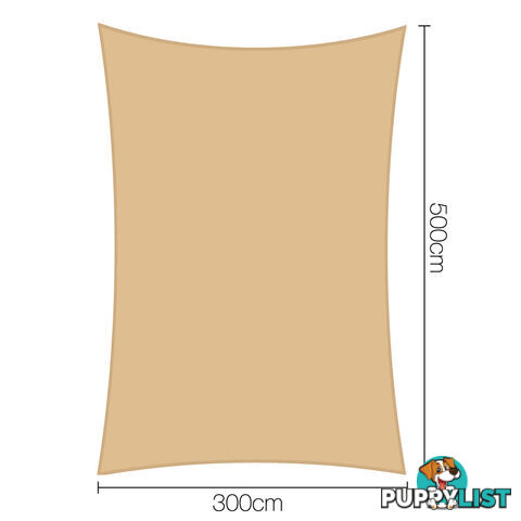 Heavy Duty 185GSM Shade Sail Canopy 3 x 5 M Sand