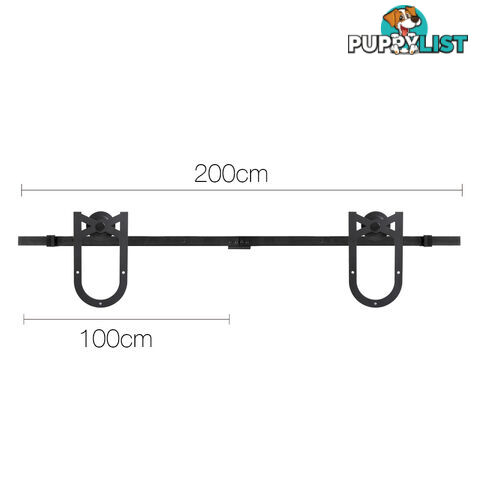 Cross Design Sliding Barn Door Hardware Track Set Powder Coat Steel Black - 2M