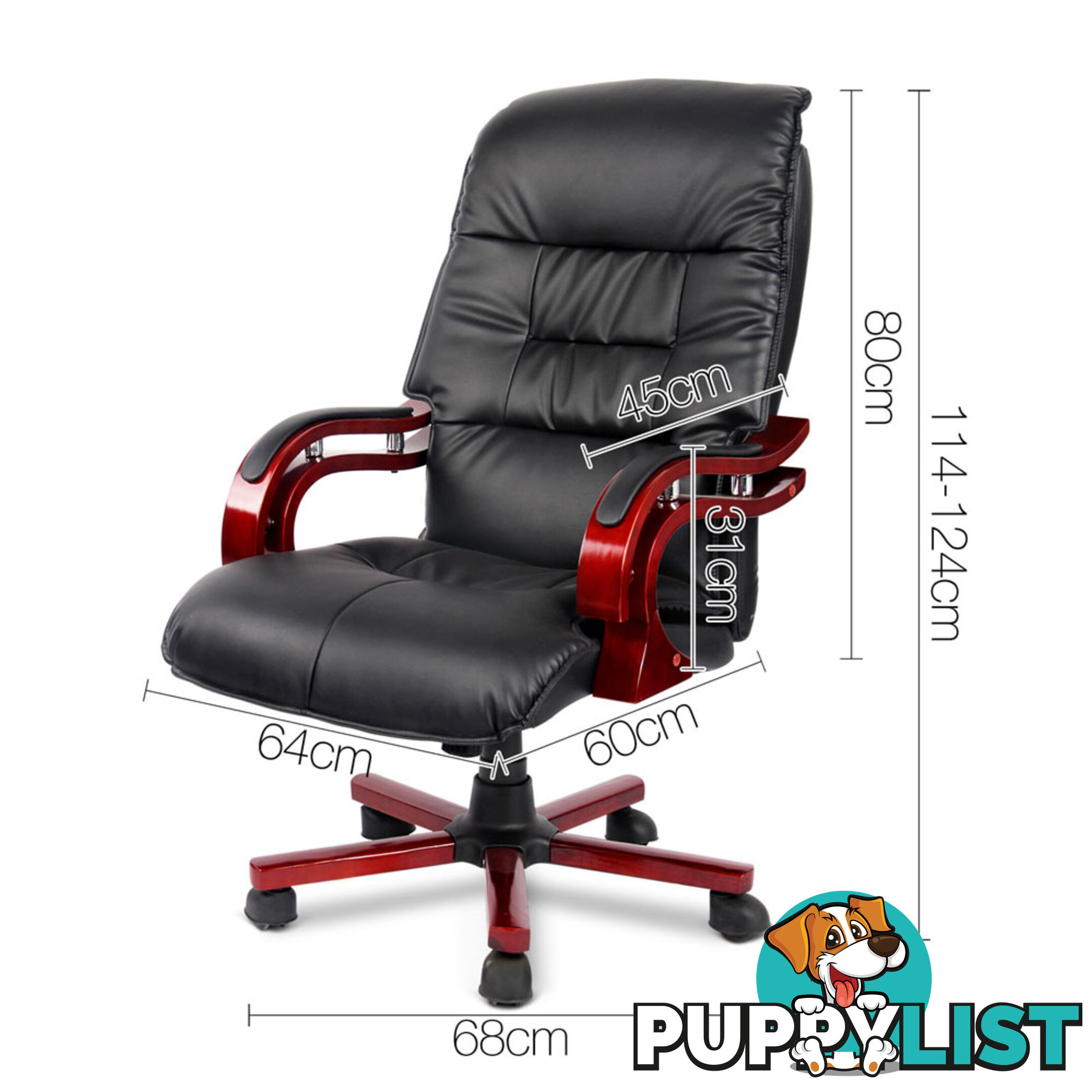 PU Leather & Wood Deluxe Office Chair