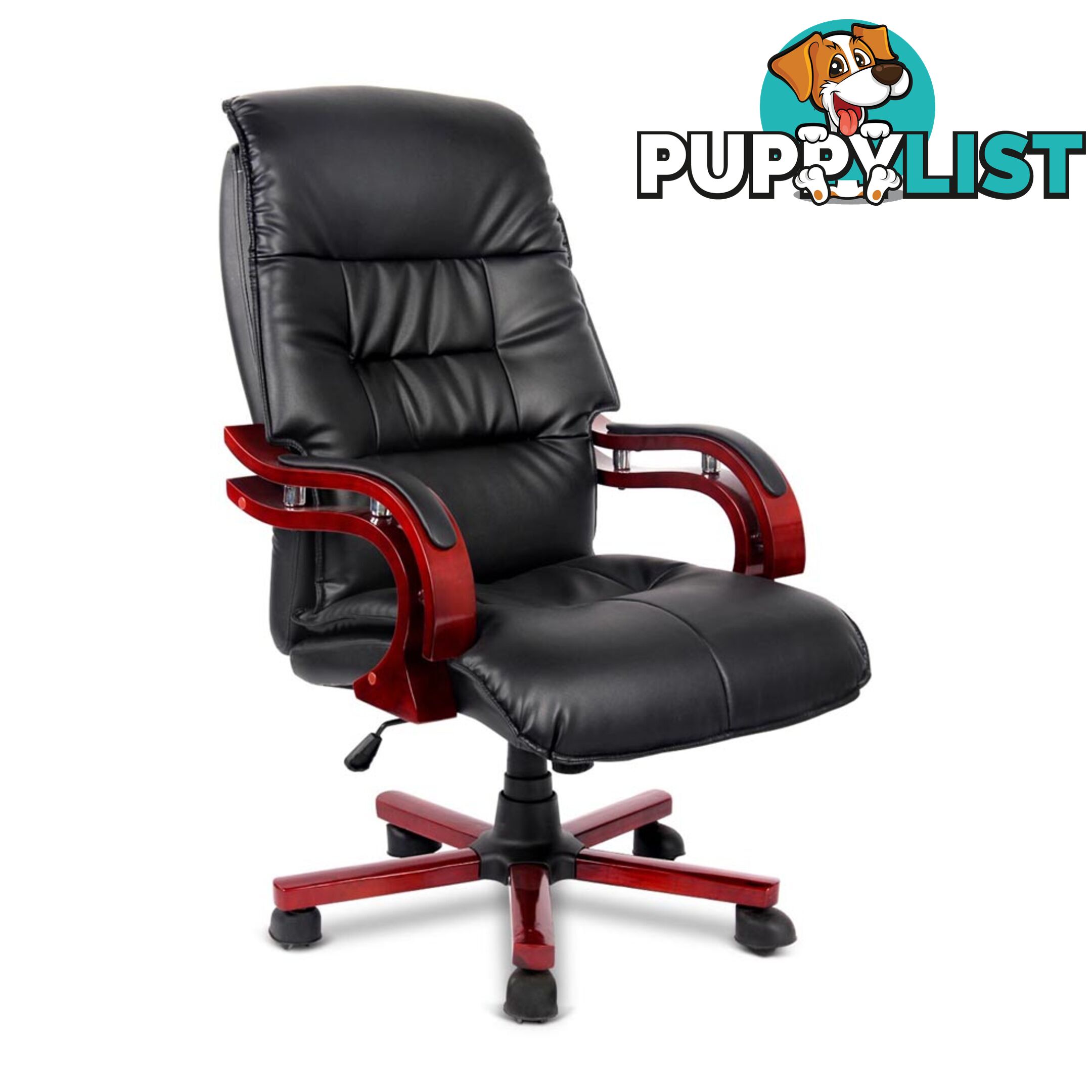 PU Leather & Wood Deluxe Office Chair