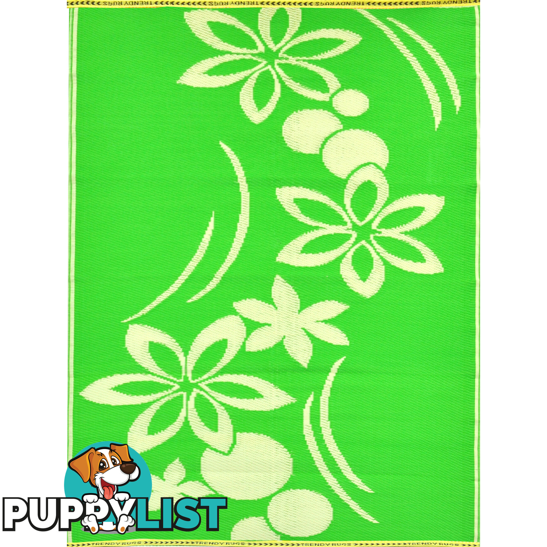 Flower Rug Green & Cream 150x240cm