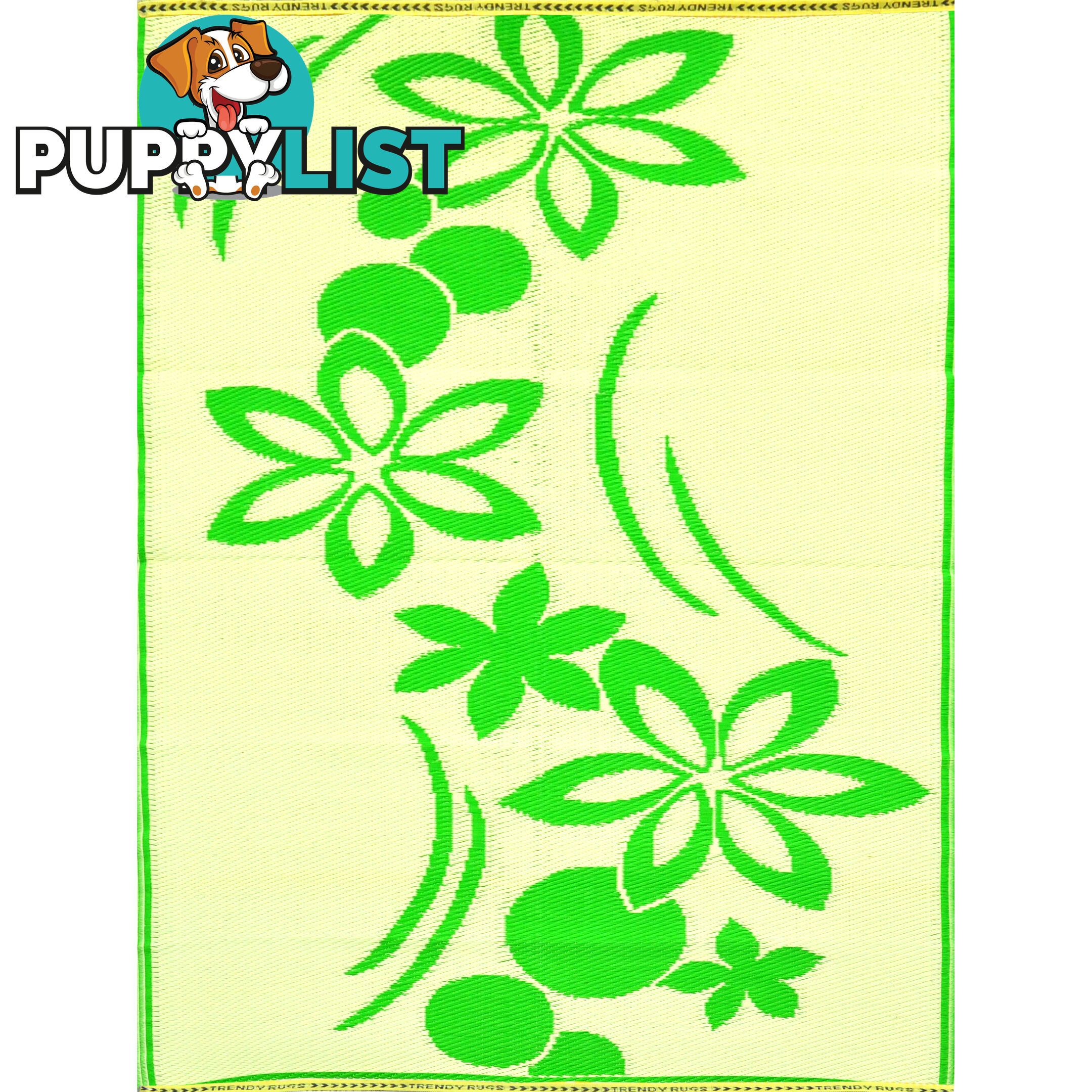 Flower Rug Green & Cream 150x240cm