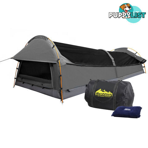 King Single Camping Canvas Swag Tent Grey with Air Pillow