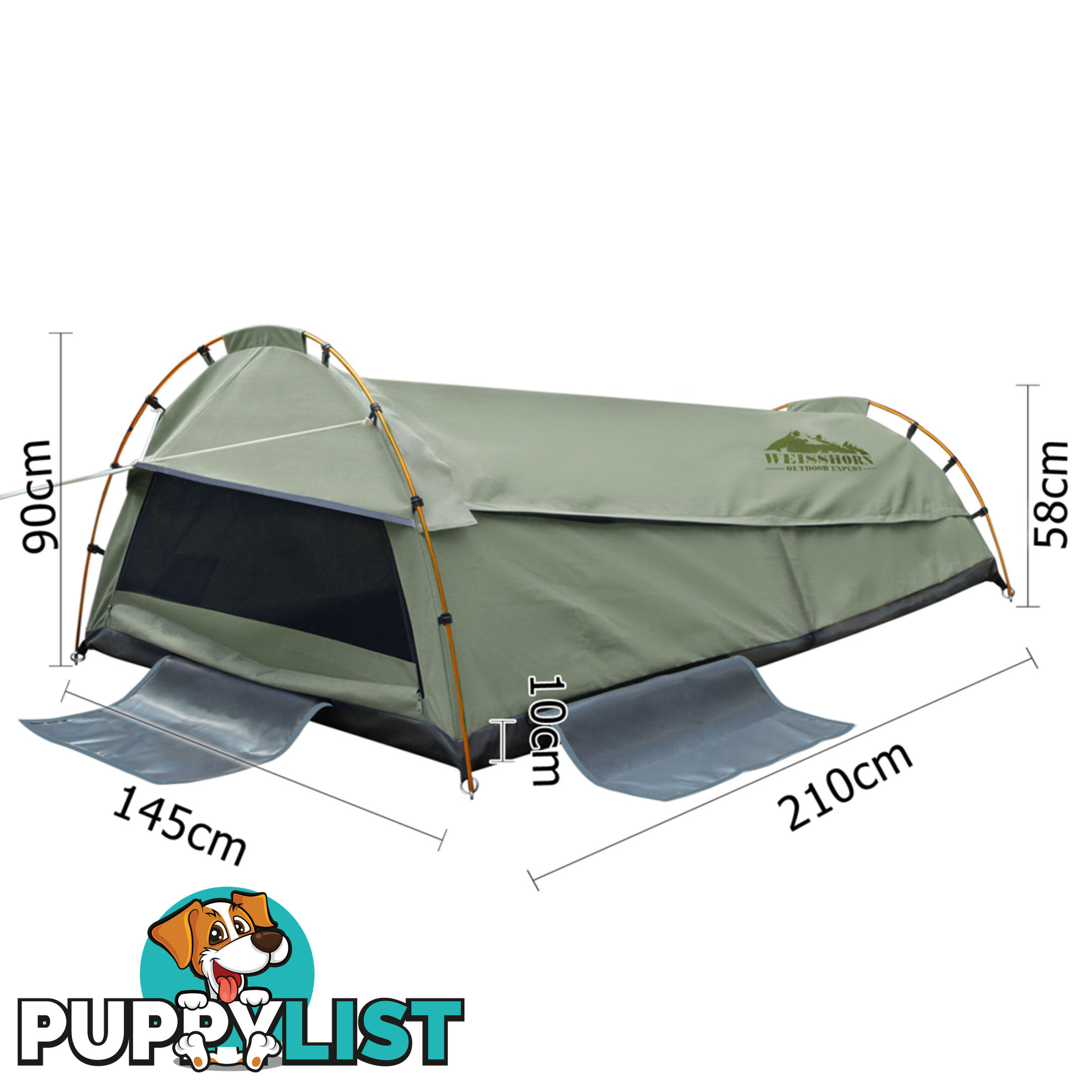 Double Camping Canvas Swag Tent Celadon w/ Air Pillow