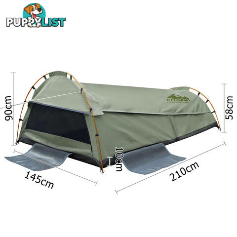 Double Camping Canvas Swag Tent Celadon w/ Air Pillow