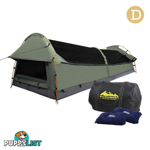 Double Camping Canvas Swag Tent Celadon w/ Air Pillow