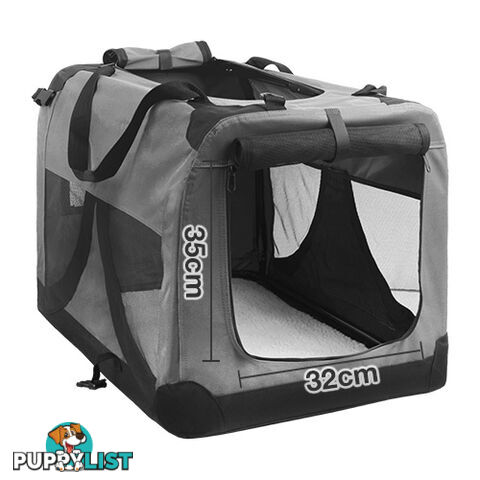 Large Portable Soft Pet Dog Crate Cage Kennel Grey