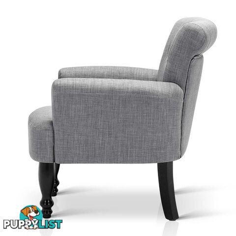 Wing Armchair French Provincial Linen Fabric Ash Grey