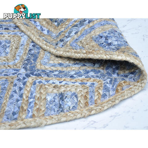 Diamond Denim Rug Natural & Denim Blue 120x120cm