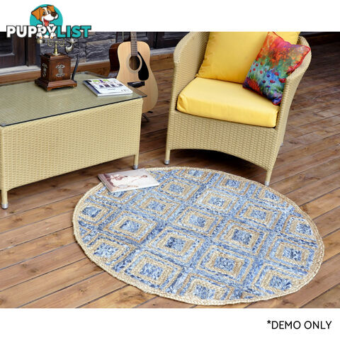 Diamond Denim Rug Natural & Denim Blue 120x120cm