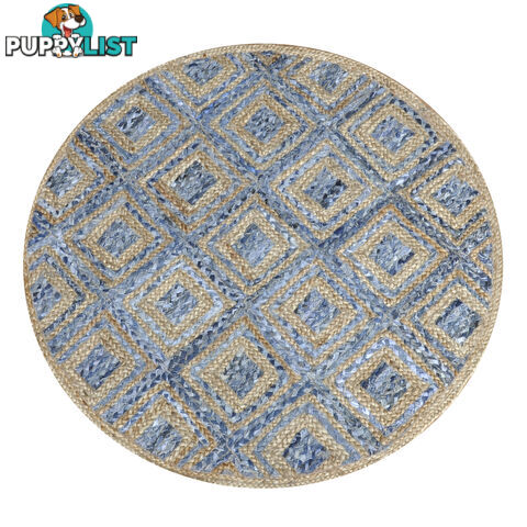 Diamond Denim Rug Natural & Denim Blue 120x120cm