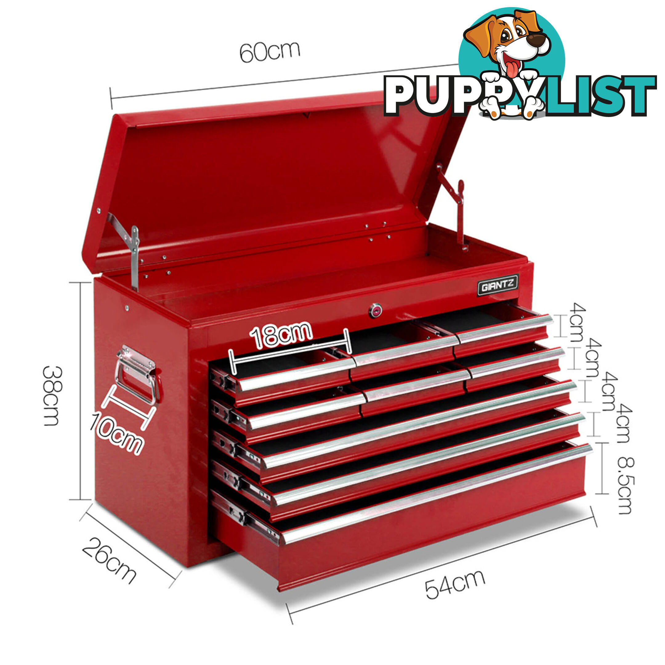 9 Drawers Tool Box Chest Red