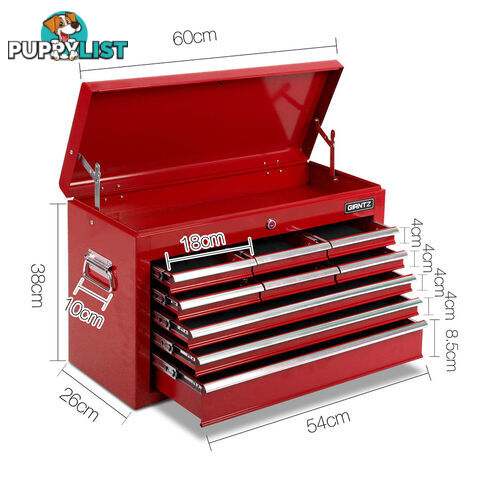 9 Drawers Tool Box Chest Red