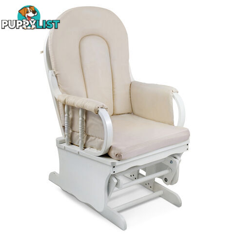 Baby Breast Feeding Sliding Glider Chair w/ Ottoman White Beige