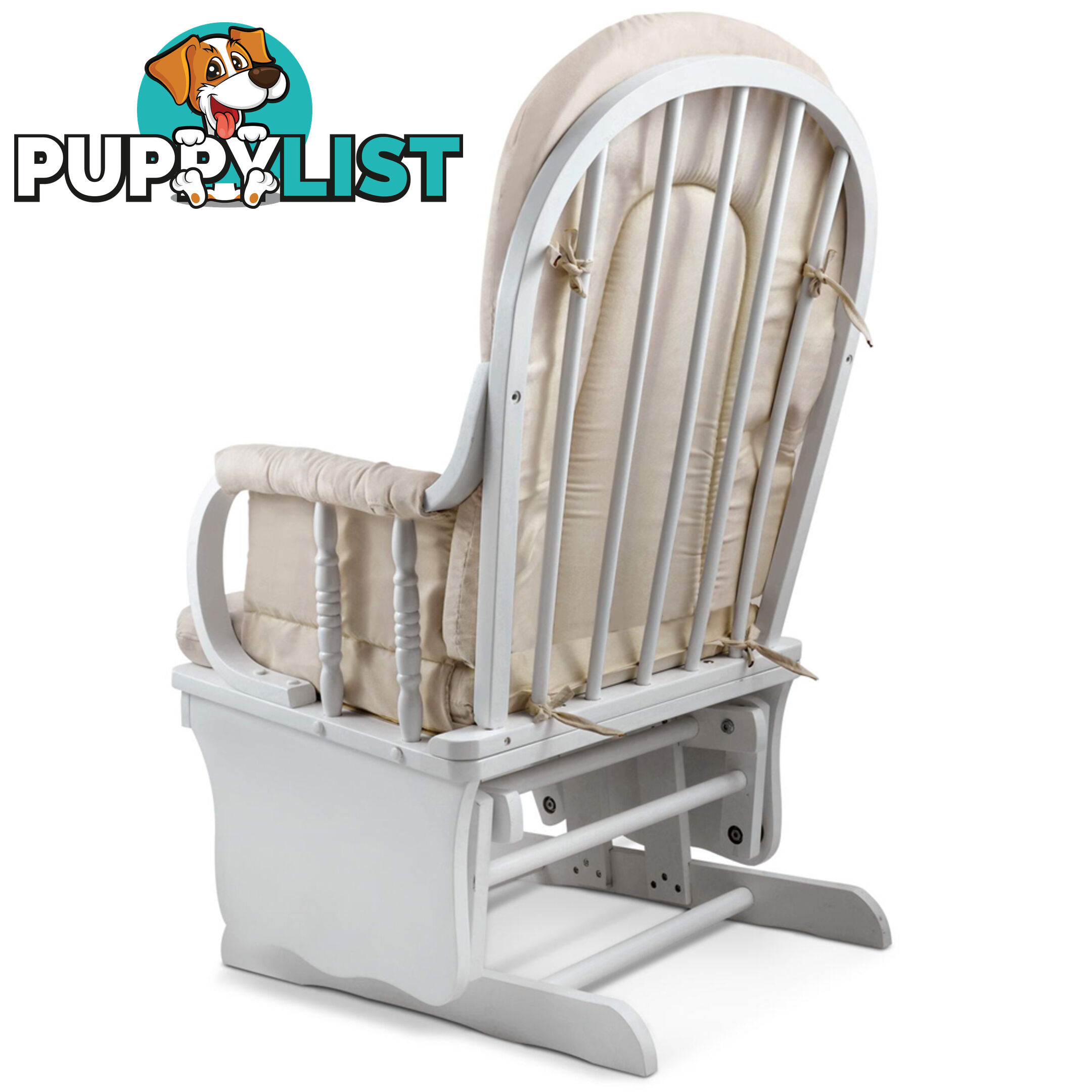 Baby Breast Feeding Sliding Glider Chair w/ Ottoman White Beige