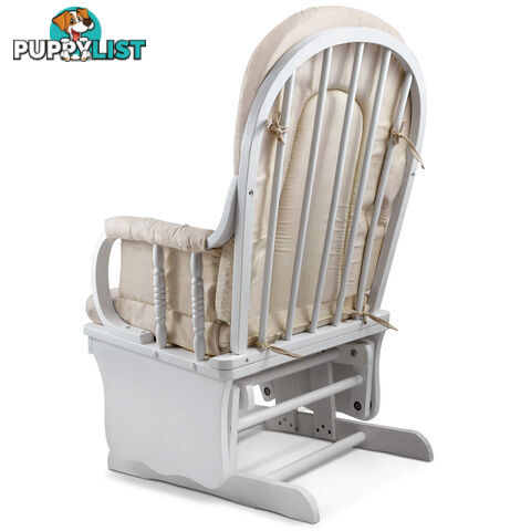 Baby Breast Feeding Sliding Glider Chair w/ Ottoman White Beige