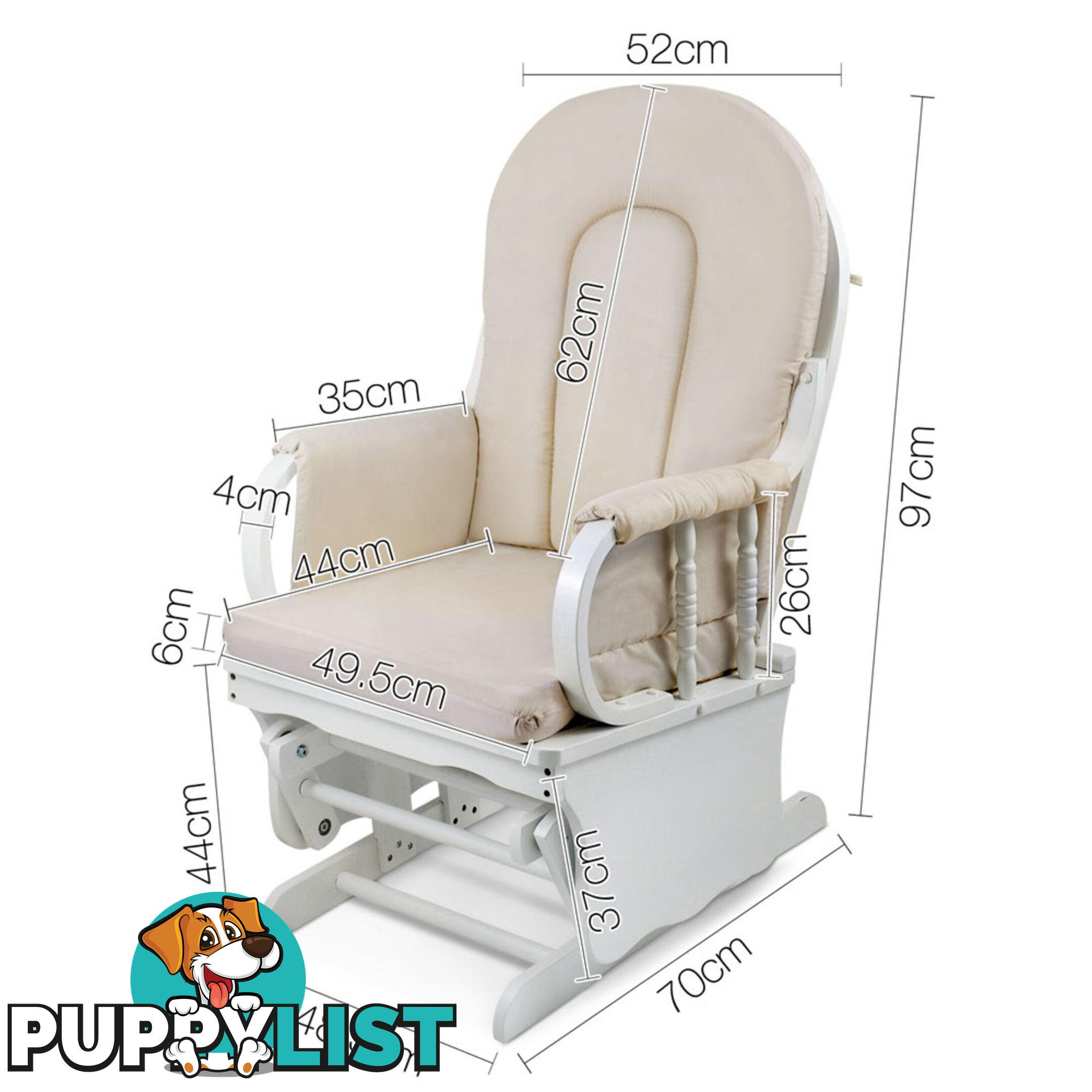 Baby Breast Feeding Sliding Glider Chair w/ Ottoman White Beige