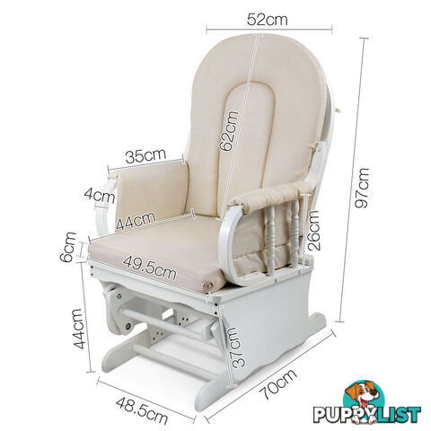 Baby Breast Feeding Sliding Glider Chair w/ Ottoman White Beige