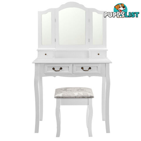 4 Drawer Dressing Table w/ Mirror White