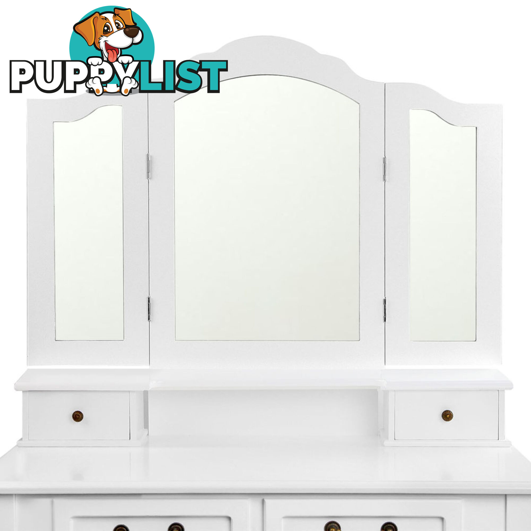 4 Drawer Dressing Table w/ Mirror White