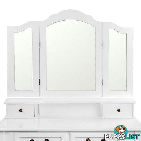 4 Drawer Dressing Table w/ Mirror White